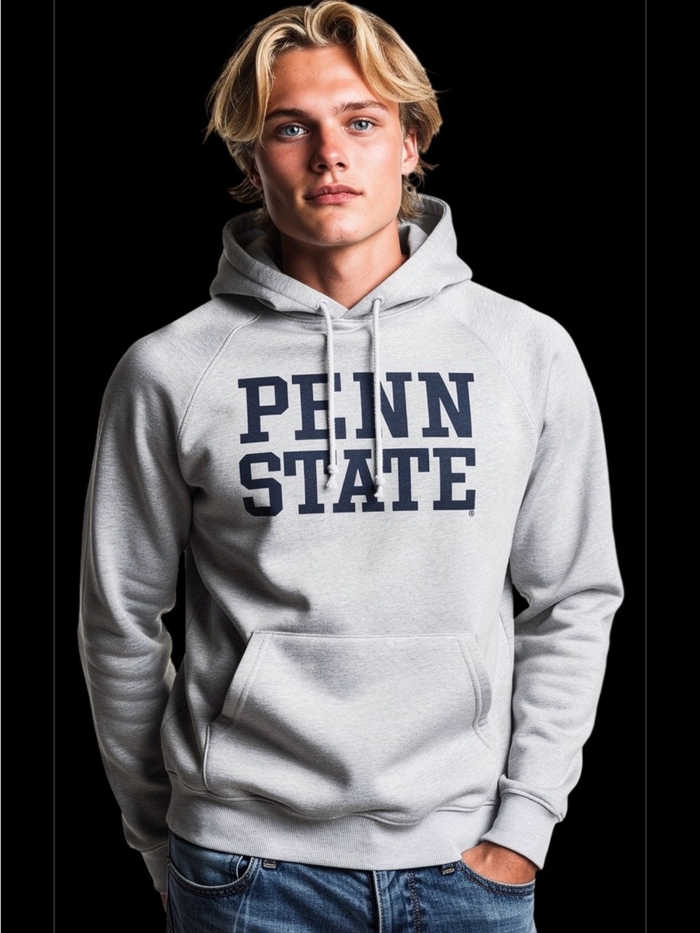 Vintage Penn State Nittany Lions Cotton Blend Sweatshirt Hoodie Gray Mens XL !!